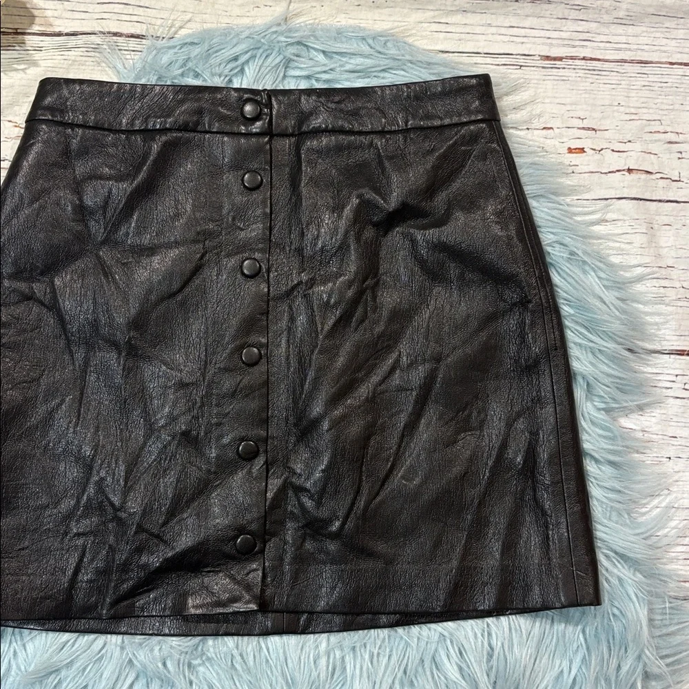 Aritzia Wilfred Black Faux Leather Manor Mini Skirt